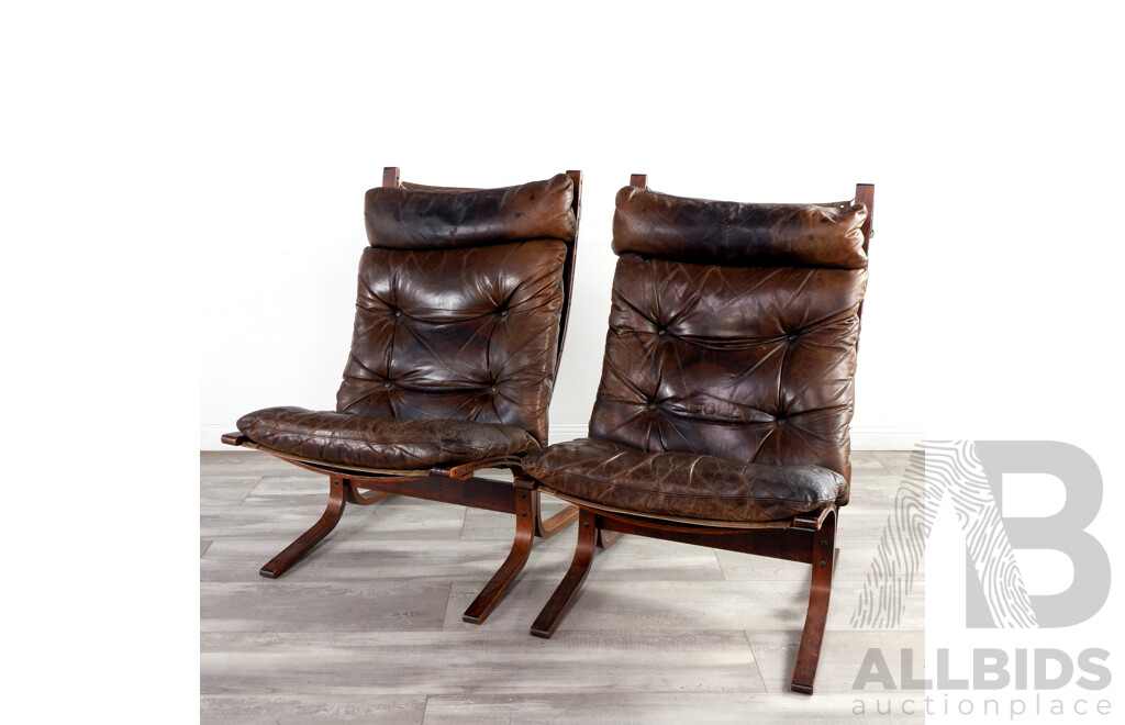 Pair of Siesta High Back Lounge Chairs by Ingmar Relling