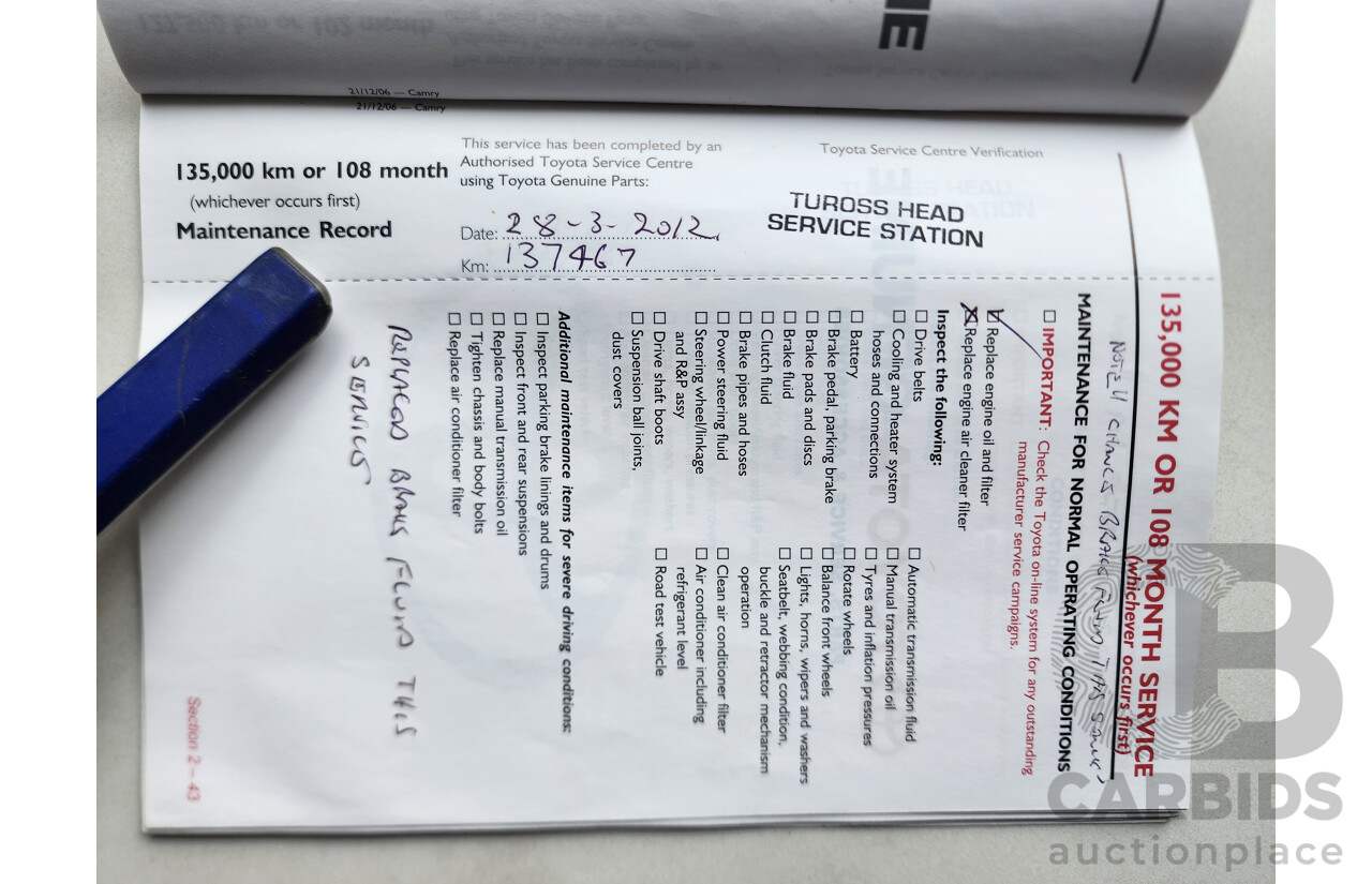 10/2007 Toyota Camry ATEVA FWD ACV40R 4D Sedan Silver 2.4L