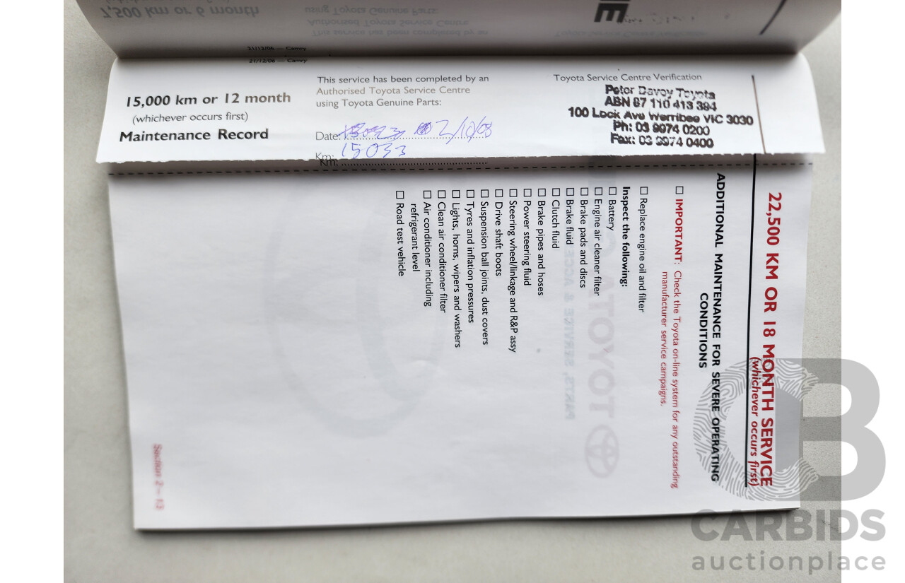 10/2007 Toyota Camry ATEVA FWD ACV40R 4D Sedan Silver 2.4L