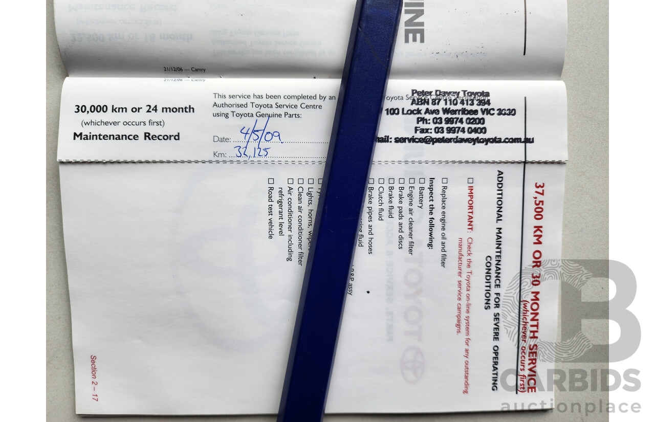 10/2007 Toyota Camry ATEVA FWD ACV40R 4D Sedan Silver 2.4L