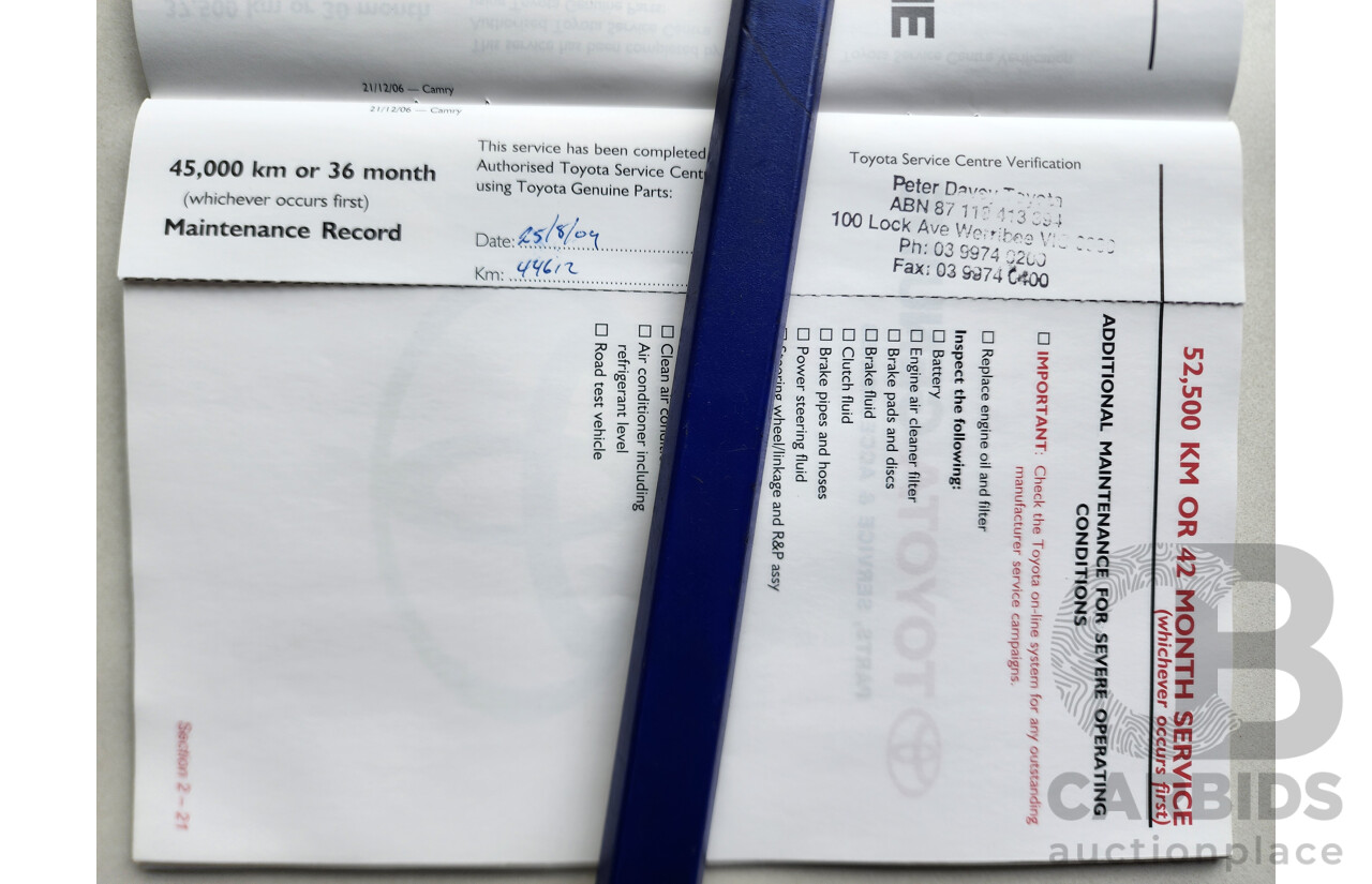 10/2007 Toyota Camry ATEVA FWD ACV40R 4D Sedan Silver 2.4L