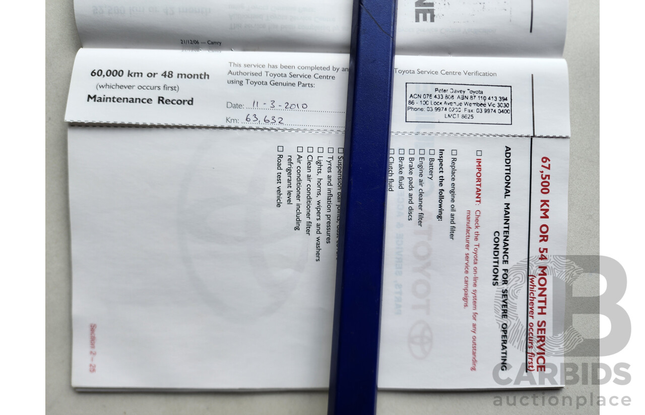 10/2007 Toyota Camry ATEVA FWD ACV40R 4D Sedan Silver 2.4L