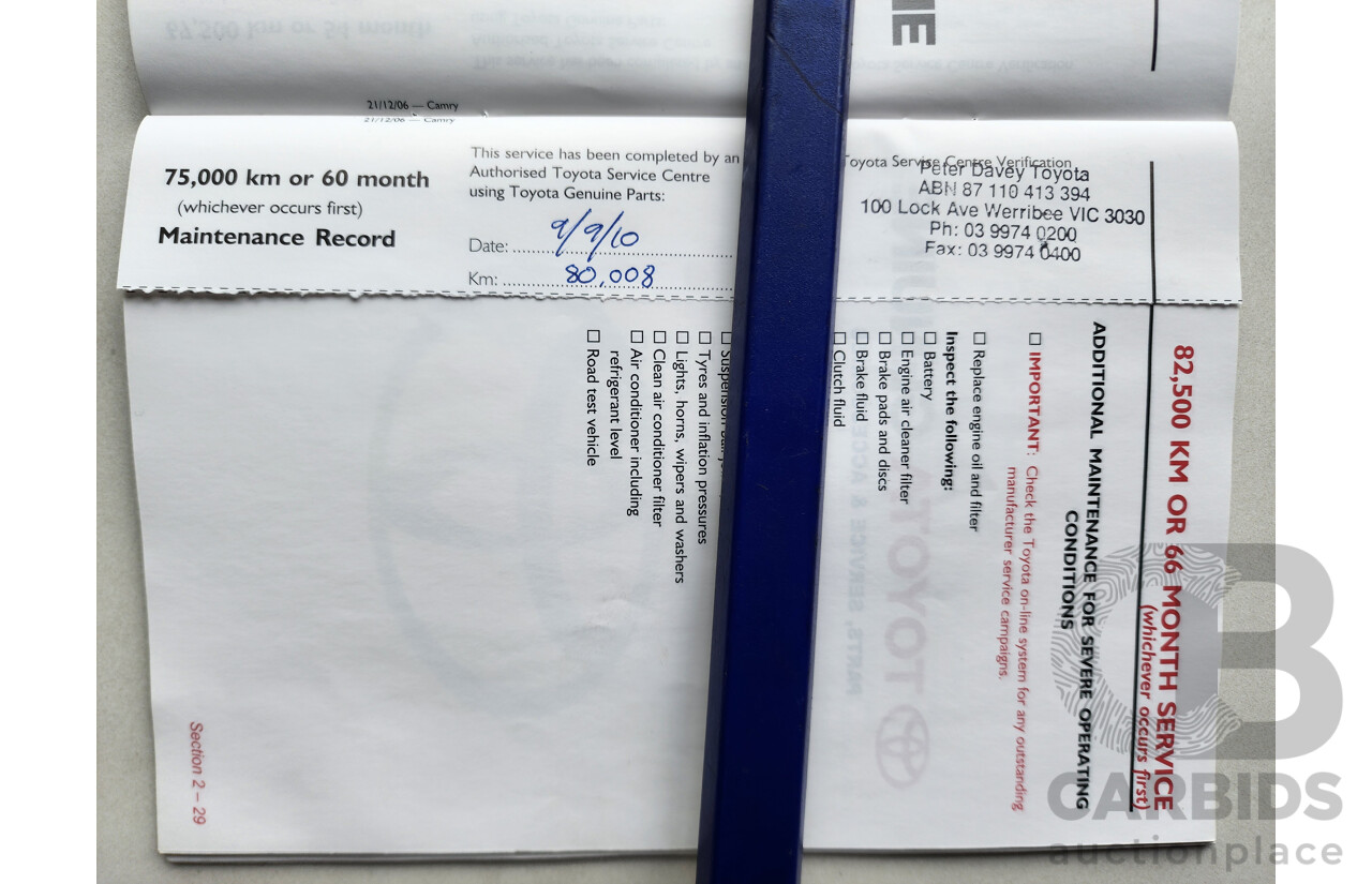 10/2007 Toyota Camry ATEVA FWD ACV40R 4D Sedan Silver 2.4L