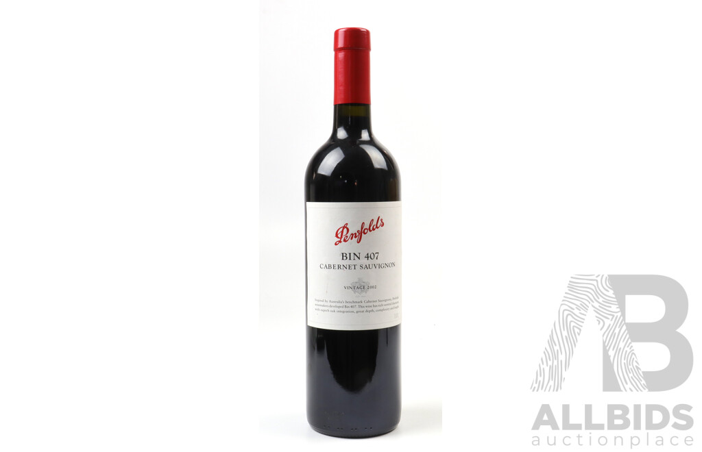 Penfolds Bin 407 Cabernet Sauvignon, 2002 Vintage