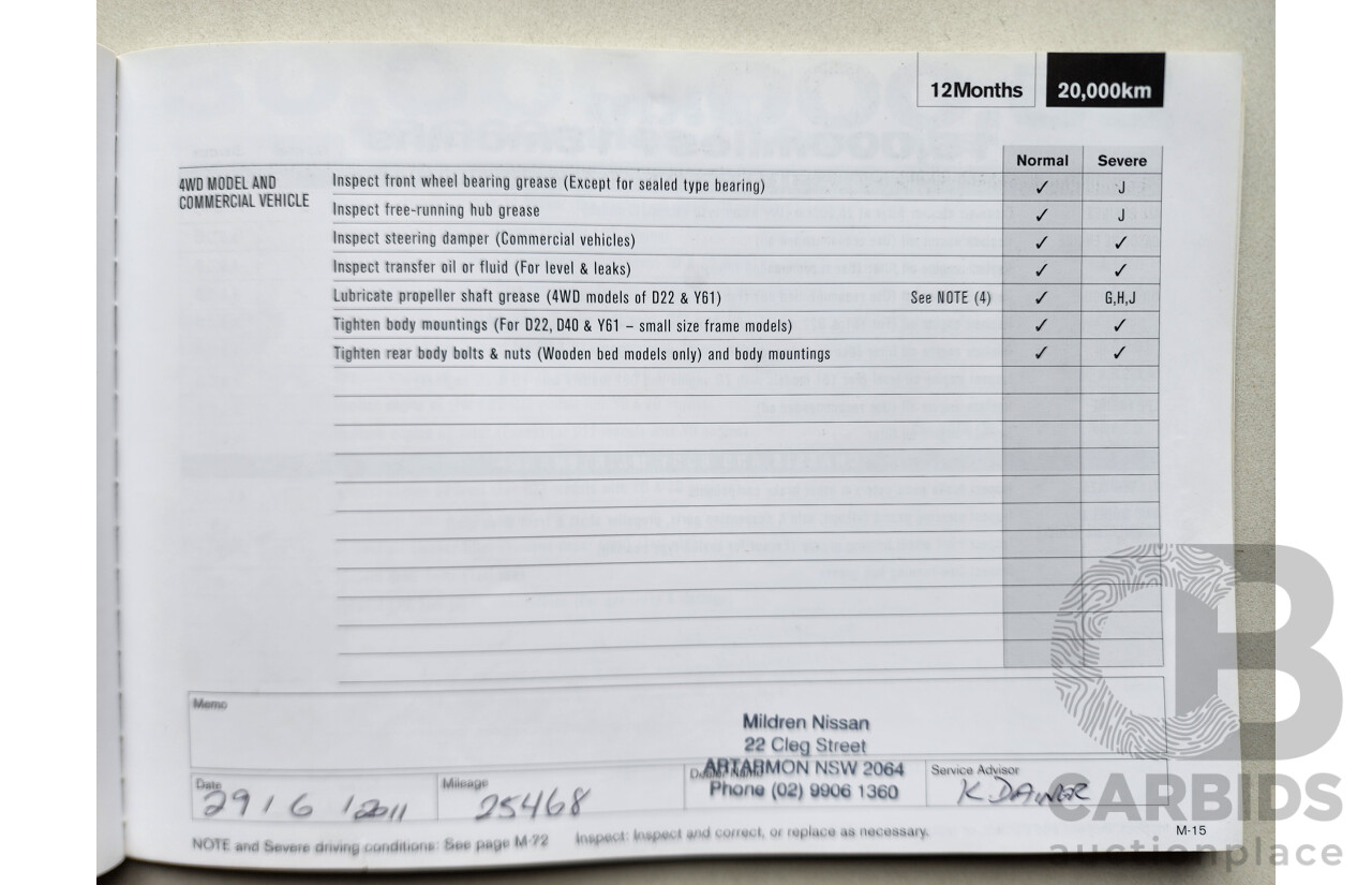 07/2010 Nissan Navara ST-X 4x4 D40 Dual Cab P/Up Black 2.5L