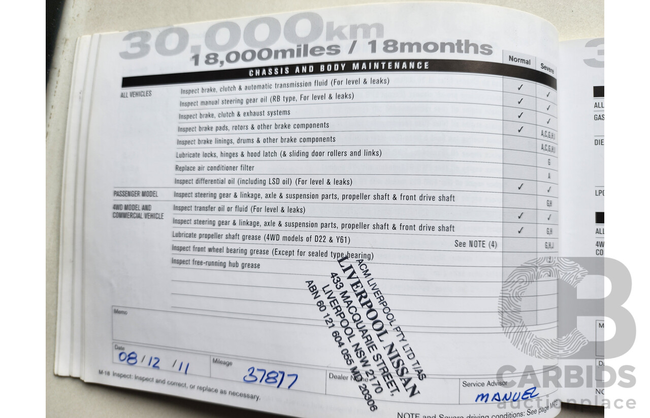 07/2010 Nissan Navara ST-X 4x4 D40 Dual Cab P/Up Black 2.5L