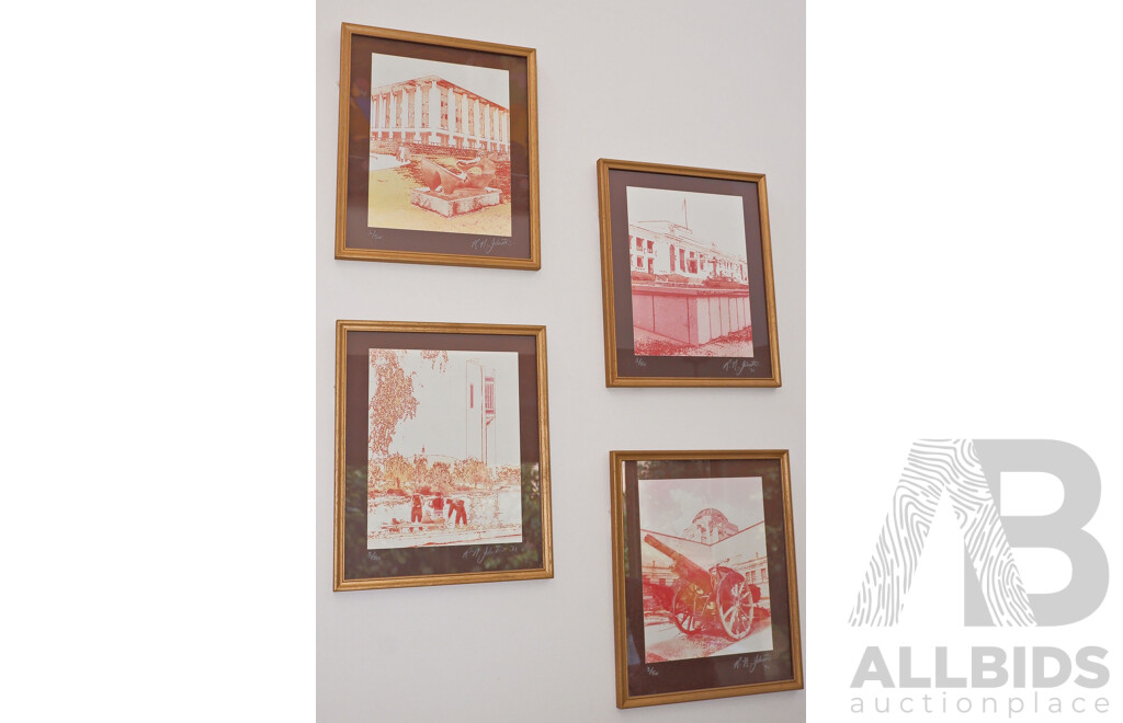 Set of Four Signed RN Johnston Limited Edition Digitally Modified Photographs of Canberra Landmarks Dated 1981, (4)