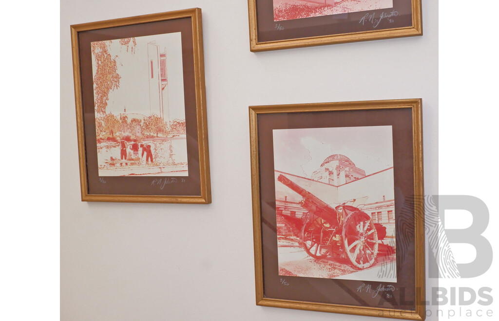 Set of Four Signed RN Johnston Limited Edition Digitally Modified Photographs of Canberra Landmarks Dated 1981, (4)