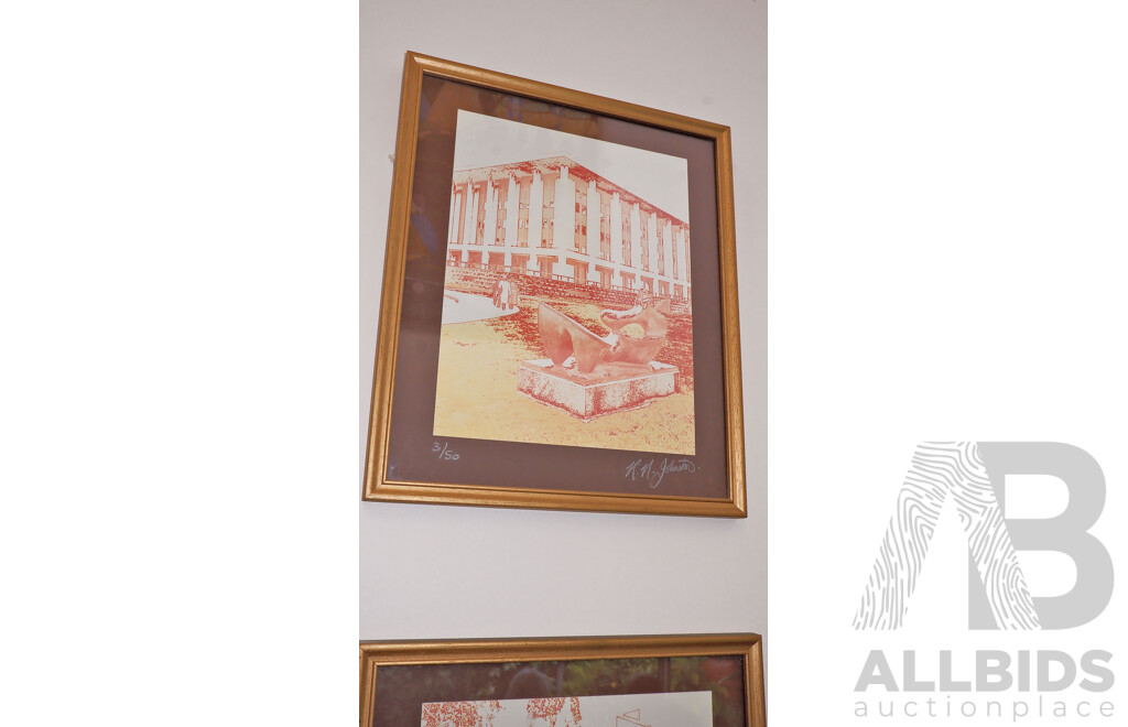 Set of Four Signed RN Johnston Limited Edition Digitally Modified Photographs of Canberra Landmarks Dated 1981, (4)