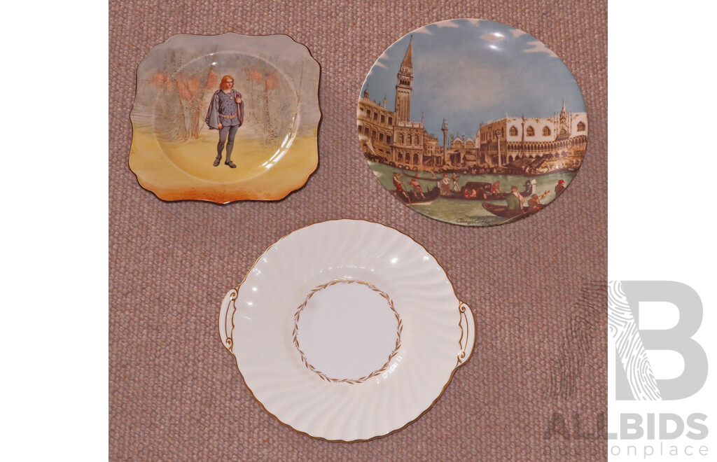 Three Porcelain Display Plates Inc. Royal Doulton 'Hamlet', (3)