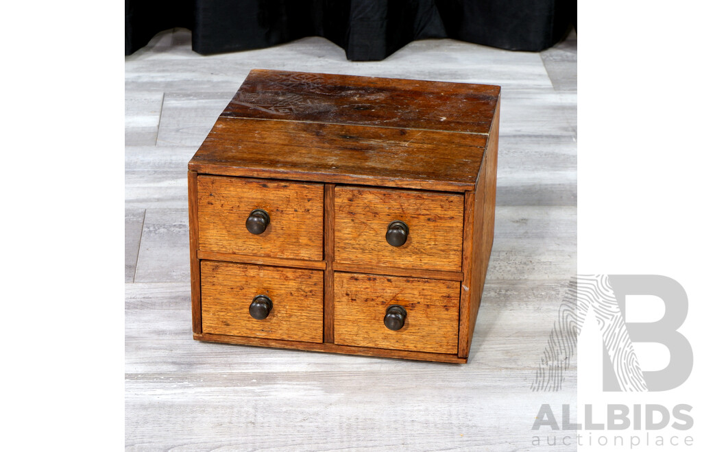 Oak Four Drawer Card Filer