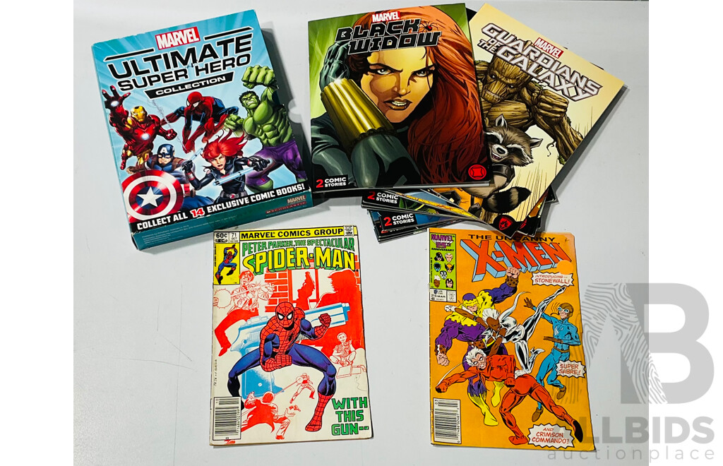 Marvel Ultimate Superhero Collection 12 Comic Set Along with Marvel Xmen Number 215 & Marvel; Peter Parker Spectacular Spider Man 71