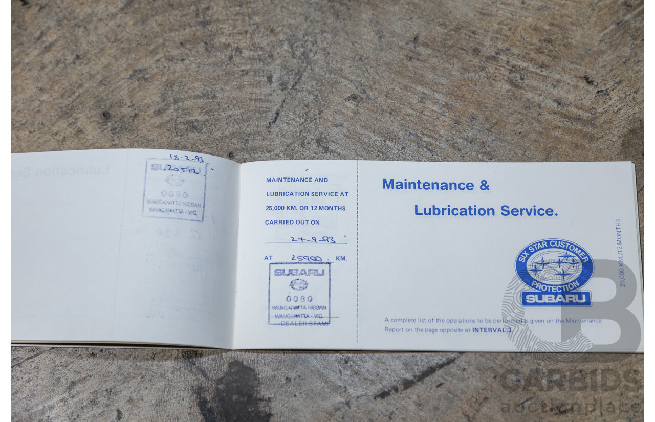 5/1991 Subaru Brumby Special GL Targa Roof (4x4) P/Up White 1.8L