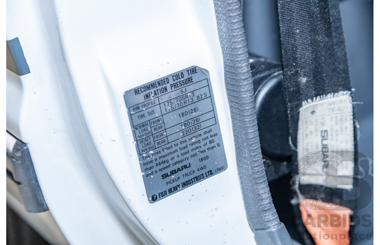 5/1991 Subaru Brumby Special GL Targa Roof (4x4) P/Up White 1.8L