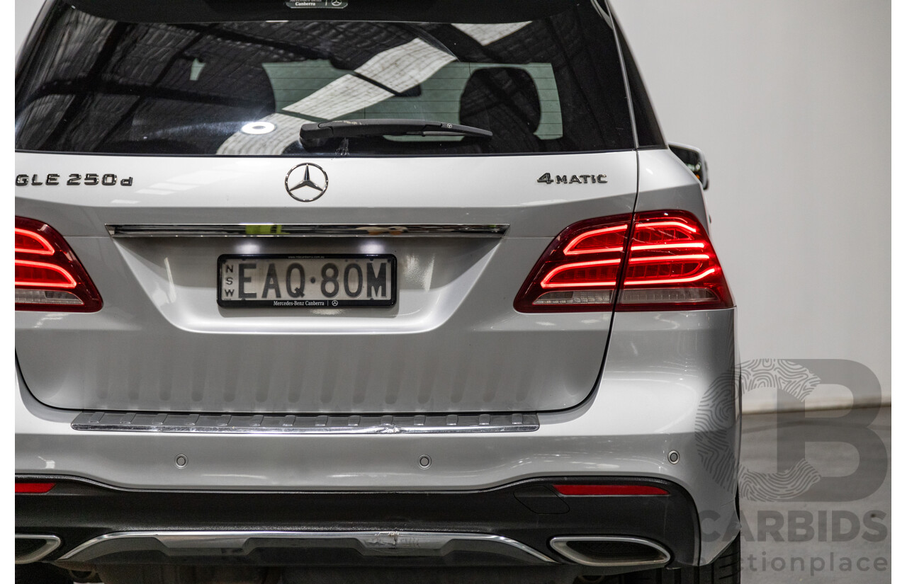 9/2015 Mercedes Benz GLE 250d (AWD) 166 AMG Package 4d Wagon Iridium Silver Metallic Turbo Diesel 2.1L