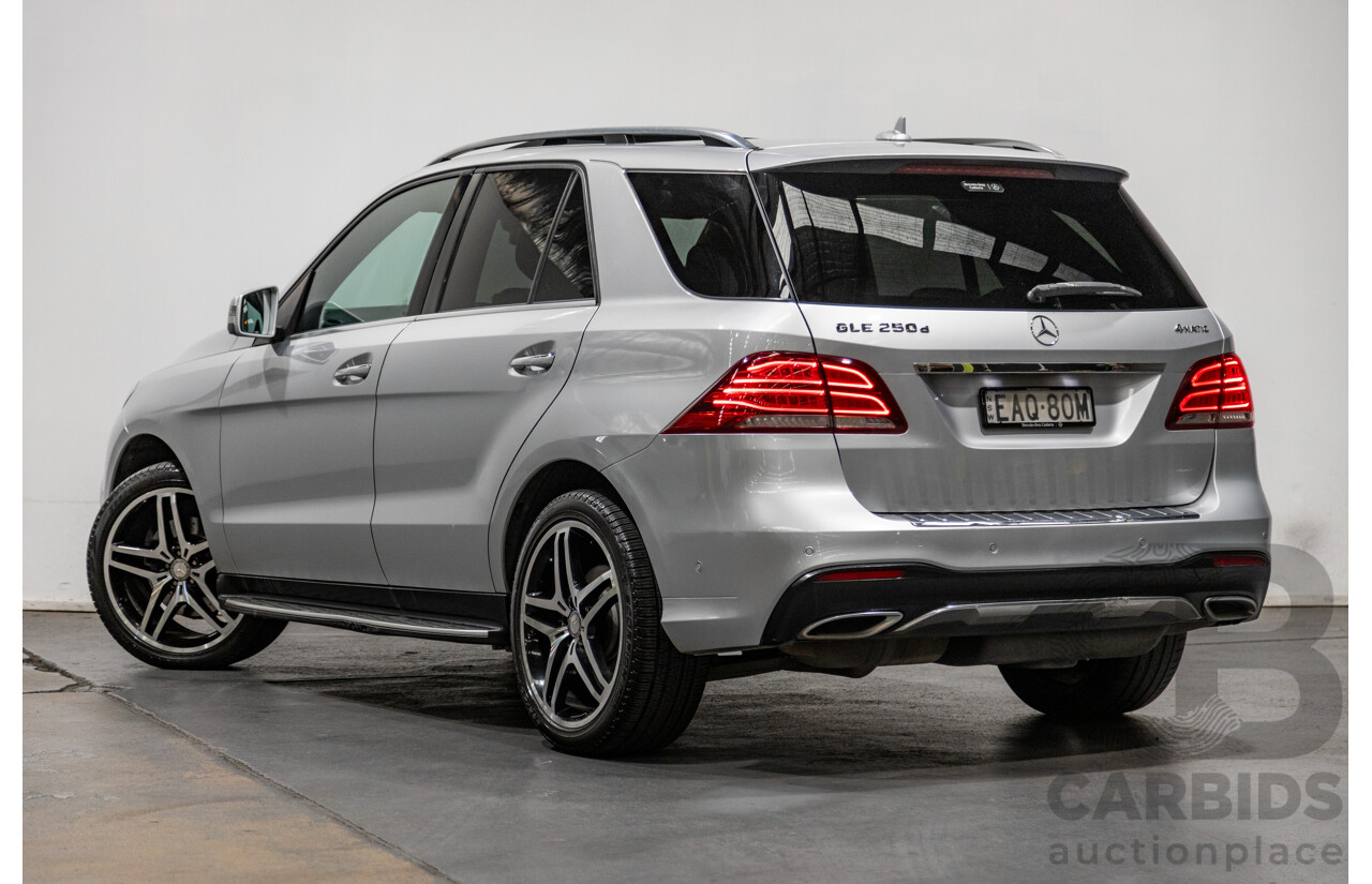 9/2015 Mercedes Benz GLE 250d (AWD) 166 AMG Package 4d Wagon Iridium Silver Metallic Turbo Diesel 2.1L