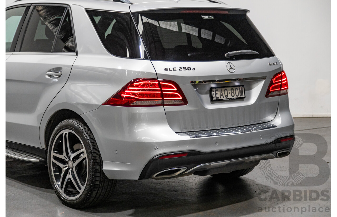 9/2015 Mercedes Benz GLE 250d (AWD) 166 AMG Package 4d Wagon Iridium Silver Metallic Turbo Diesel 2.1L