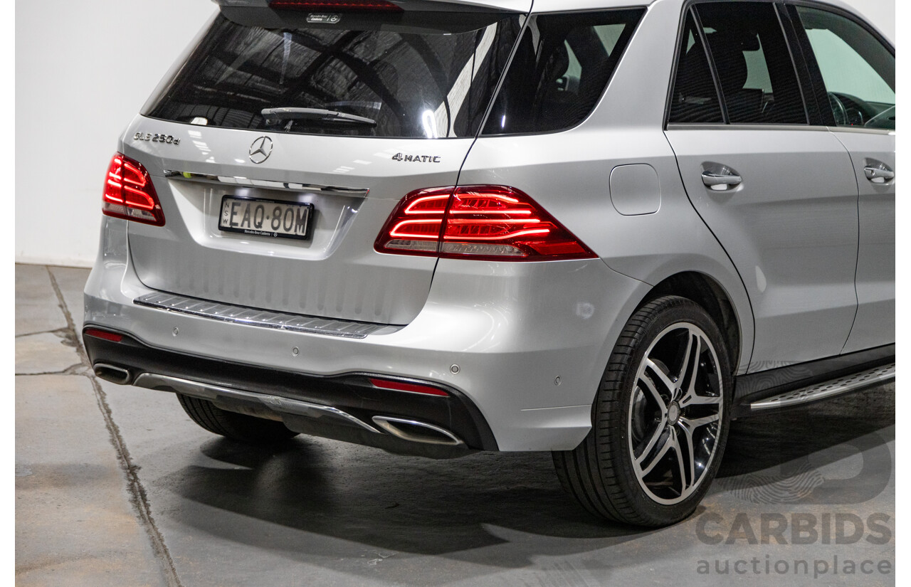 9/2015 Mercedes Benz GLE 250d (AWD) 166 AMG Package 4d Wagon Iridium Silver Metallic Turbo Diesel 2.1L