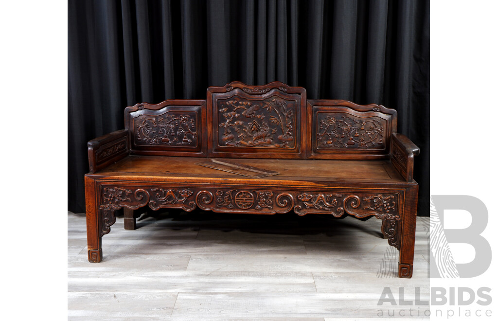 Antique Chinese Finely Carved Hongmu - Lot 1541059 | ALLBIDS