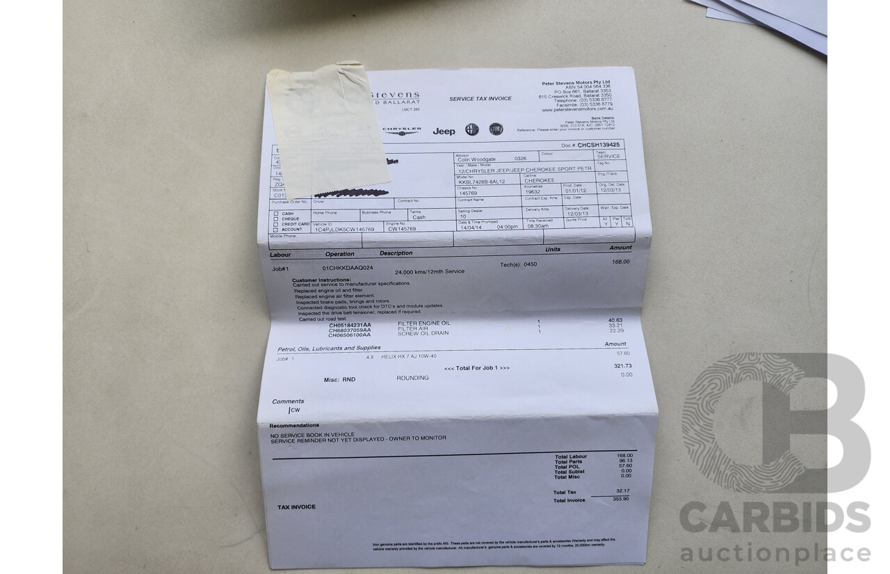 09/2012 Jeep Cherokee SPORT (4x2) RWD KK MY12 4D Wagon Blue 3.7L