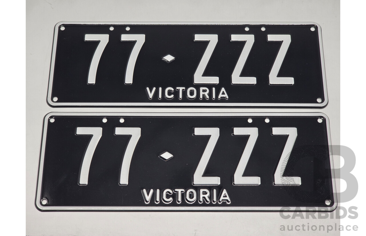 Victorian VIC Custom 5 - Character Alpha/Numeric Number Plate 77.ZZZ