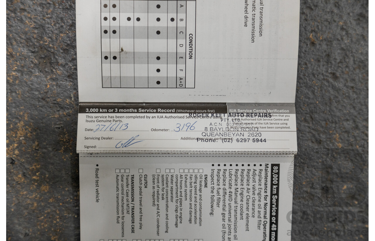 11/2012 Isuzu D-Max SX TF MY12 Crew Cab Utility White Turbo Diesel 3.0L