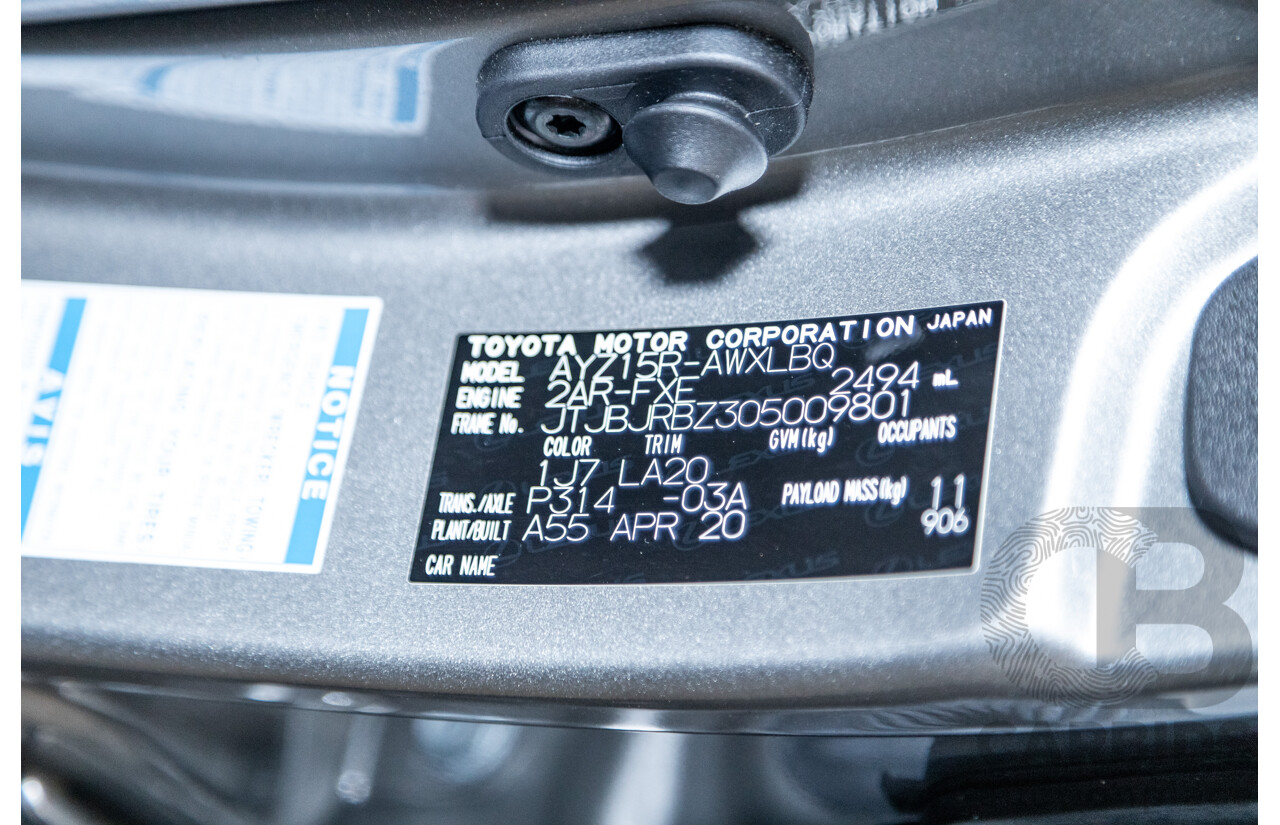 05/2020 Lexus NX300h Sports Luxury Hybrid (AWD) AYZ15R MY20 4d Wagon Titanium Metallic Grey 2.5L / 105kw Hybrid