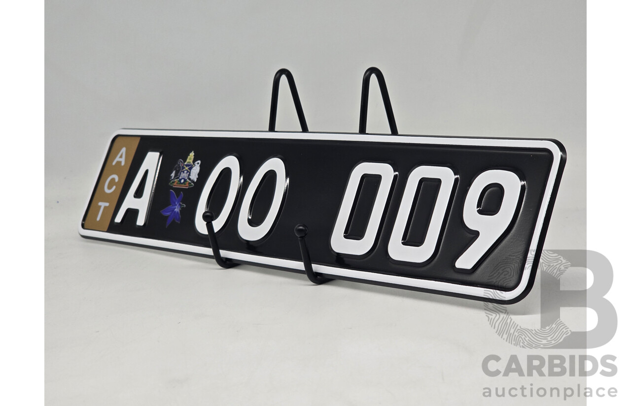 ACT Alpha Numerical European Style Number Plate - AOO 009