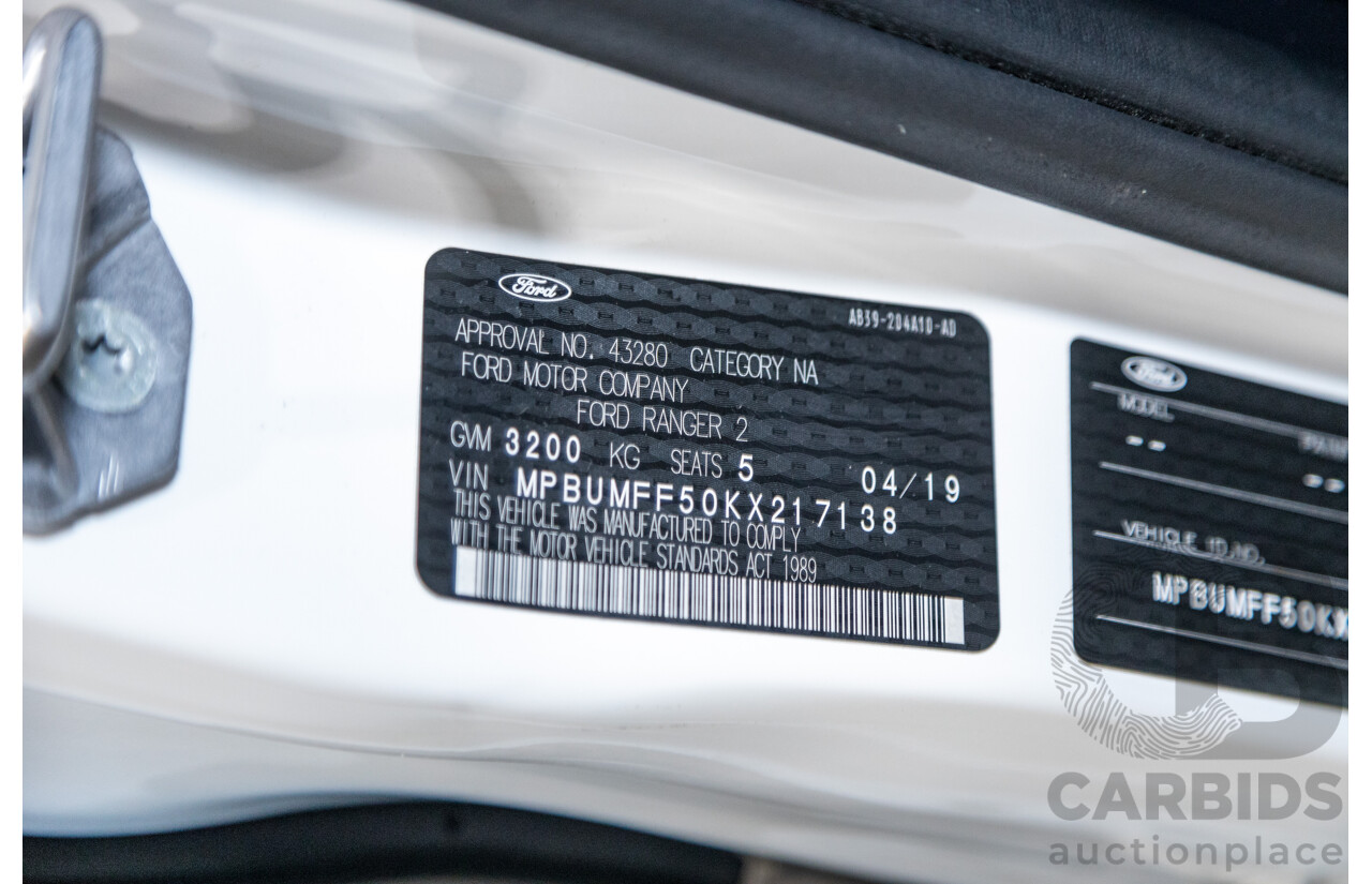 04/2019 Ford Ranger XLT PX MkIII (4x4) MY19 4d Double Cab White Turbo Diesel 3.2L