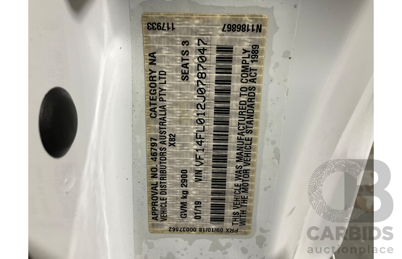 1/2019 Renault Trafic SWB X82 4d Van White Turbo Diesel 1.6L