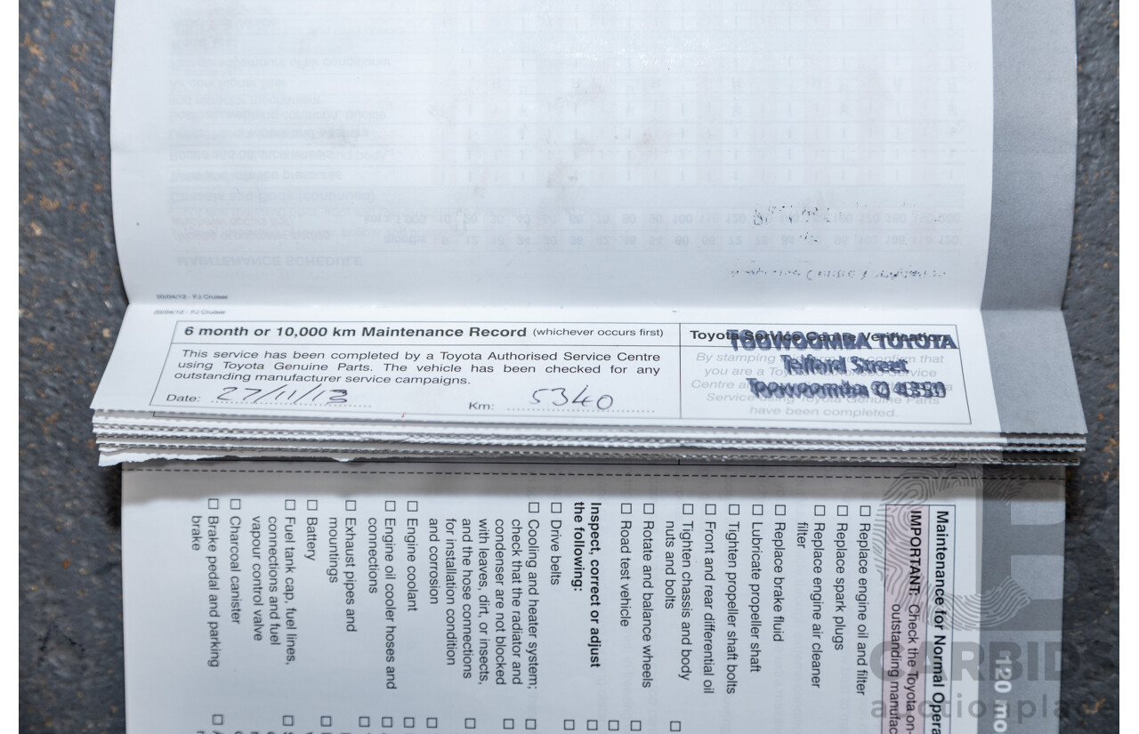 12/2012 Toyota Fj Cruiser (4x4) GSJ15R 4d Wagon Orange Clay V6 4.0L