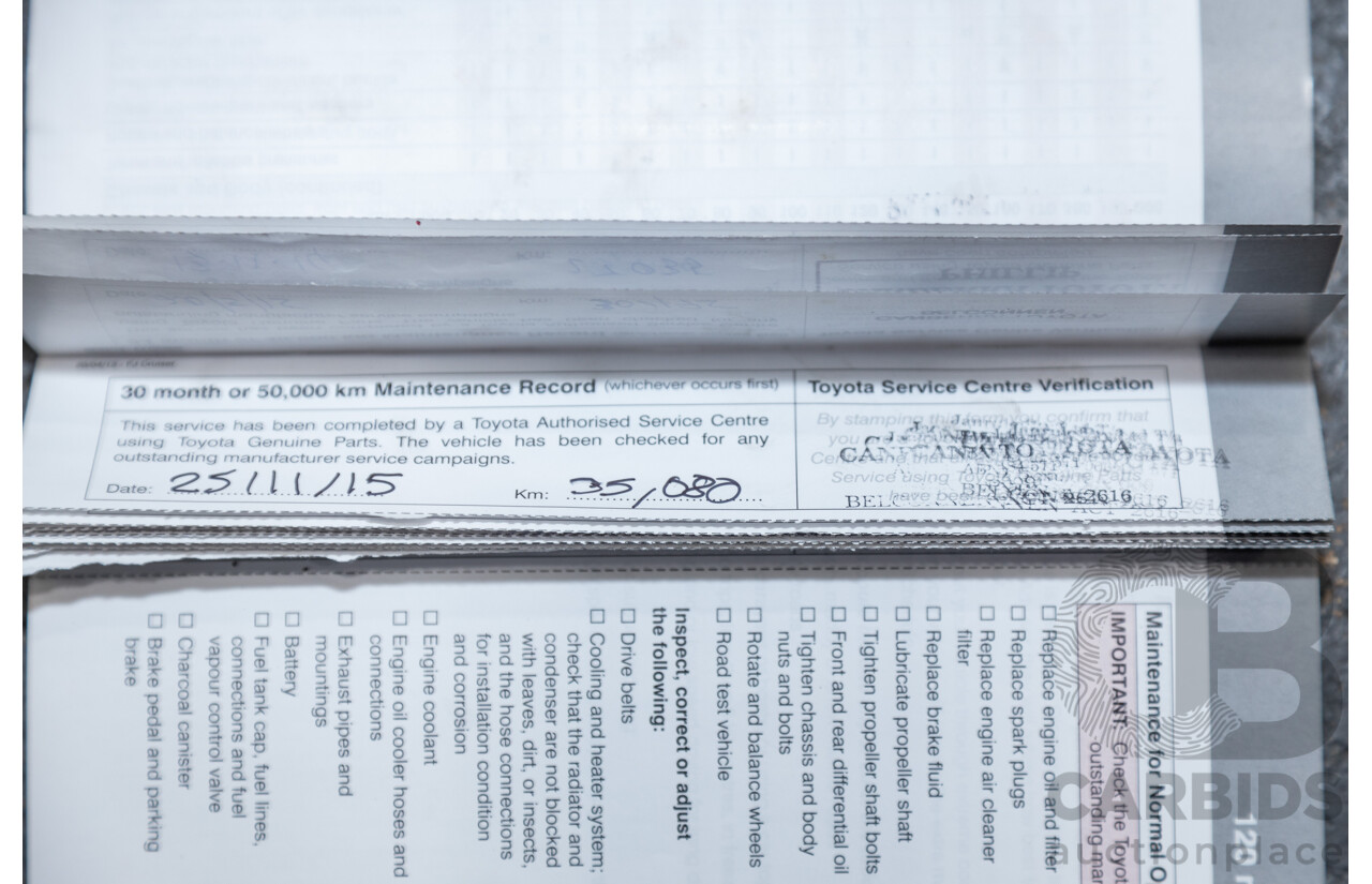 12/2012 Toyota Fj Cruiser (4x4) GSJ15R 4d Wagon Orange Clay V6 4.0L