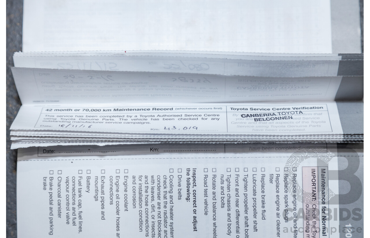 12/2012 Toyota Fj Cruiser (4x4) GSJ15R 4d Wagon Orange Clay V6 4.0L