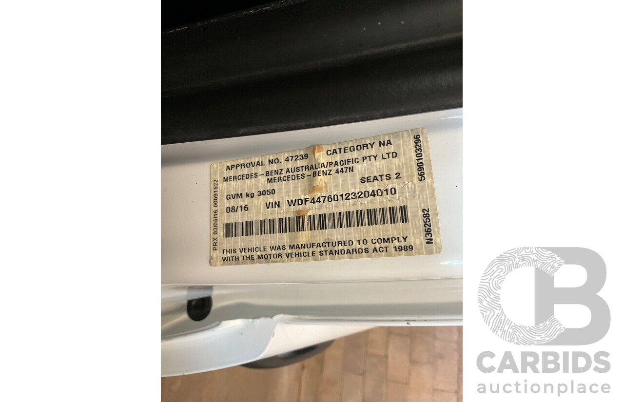 8/2016 Mercedes-Benz Vito 111CDI Compact MY16 4d Van White Turbo Diesel 2.1L