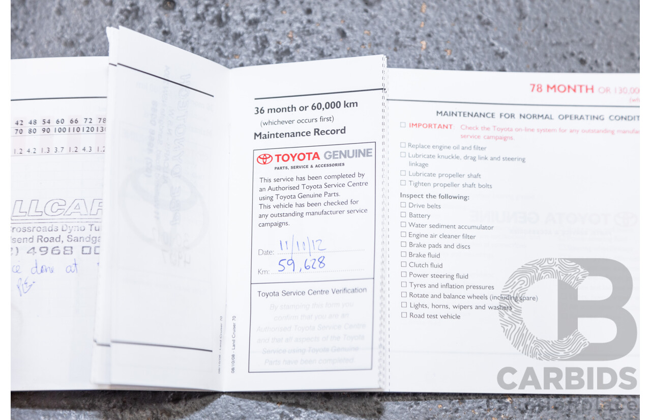 9/2010 Toyota Landcruiser GXL (4x4) VDJ79R 09 Upgrade C/Chas White Turbo Diesel V8 4.5L - Modified