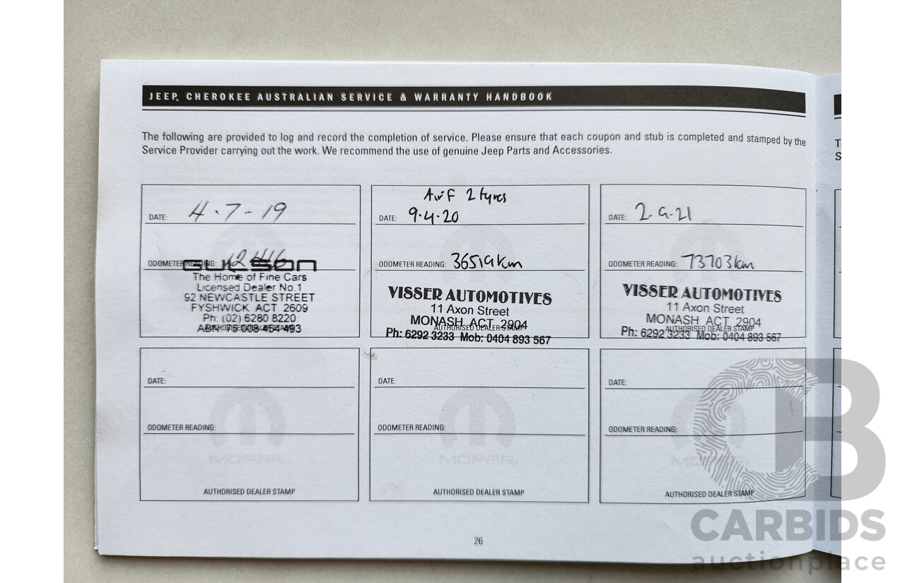 11/2018 Jeep Cherokee LONGITUDE (4x4) 4x4 KL MY18 4D Wagon Black 3.2L