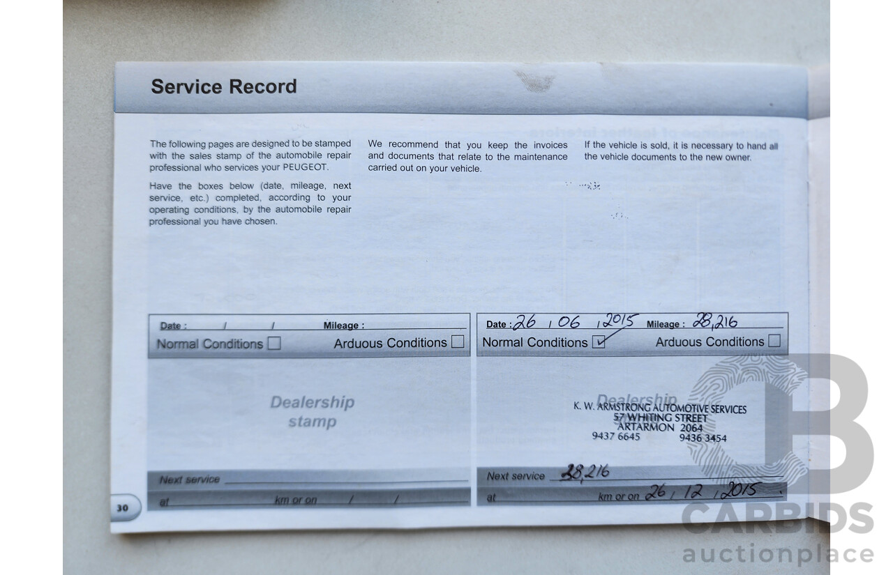 08/2013 Peugeot 508 ACTIVE 1.6T FWD MY13 4D Sedan White 1.6L