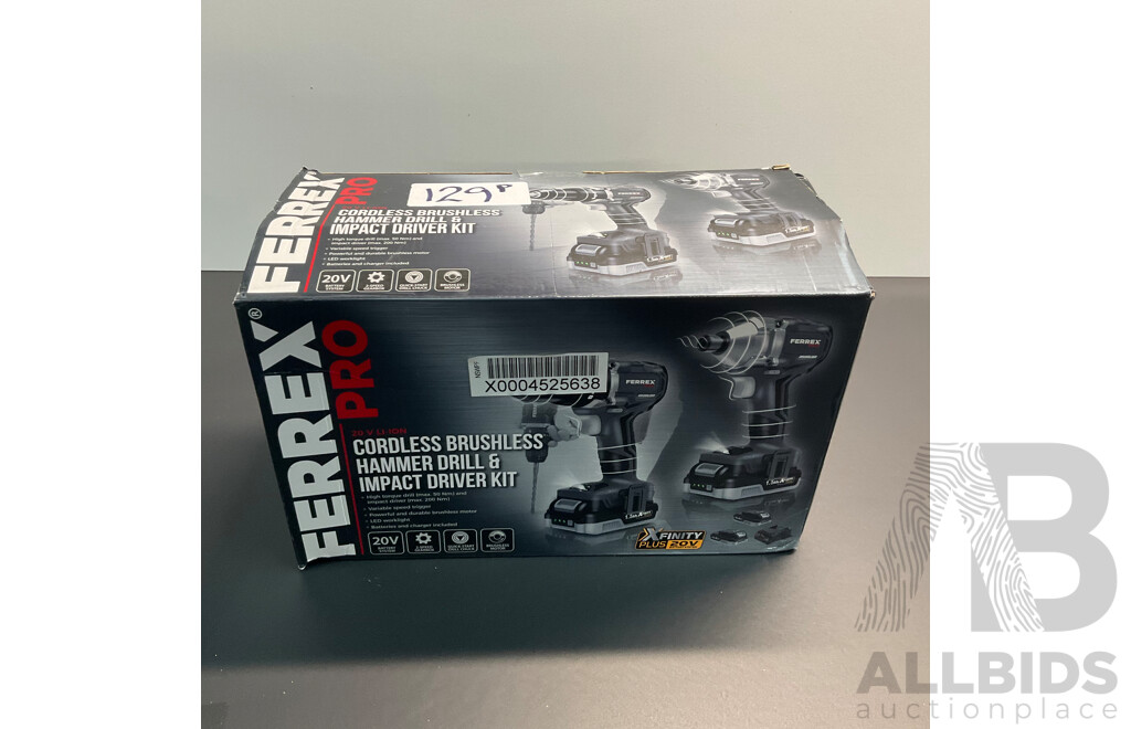 FERREX PRO Cordless Hammer Drill & Impact Driver Kit