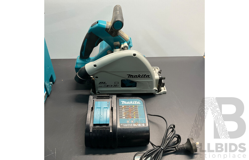 MAKITA DSP600 Cordless Brushless Plunge Cut Circular Saw - Skin Only & DC18SD Charger in Carry Case - ORP$ 845.00
