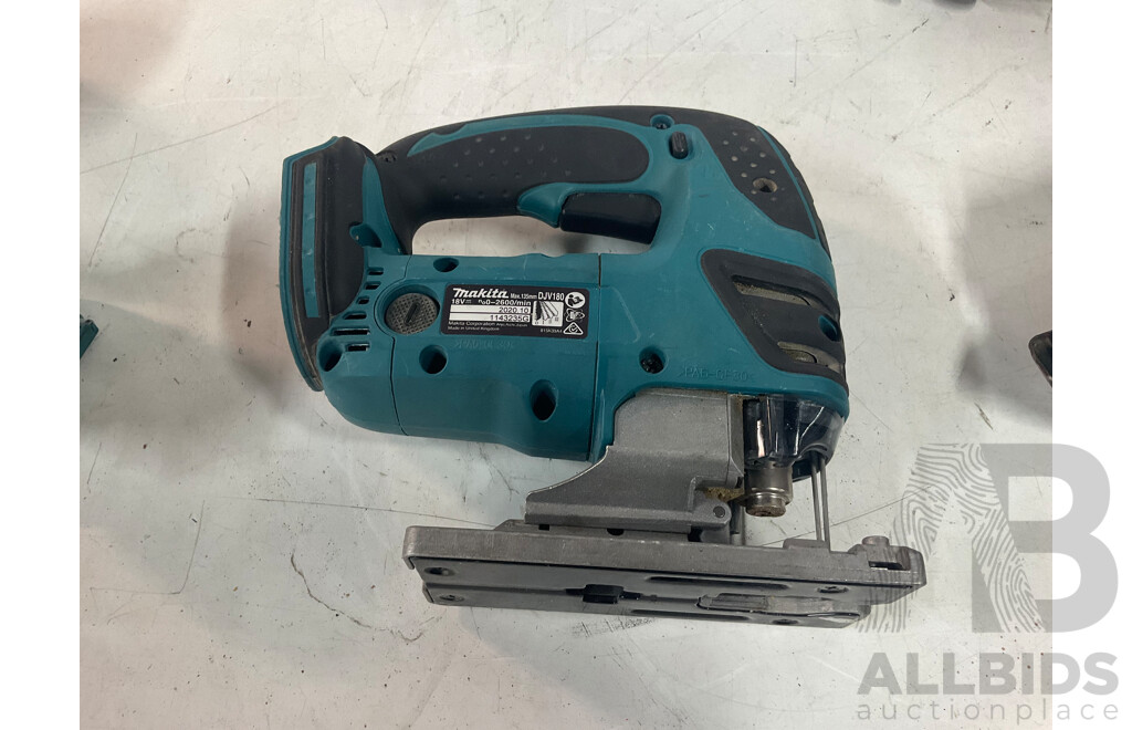 MAKITA Chuck Drill, 2x Angle Grinder, Recriprocating Saw, Jigsaw & 5x Batteries