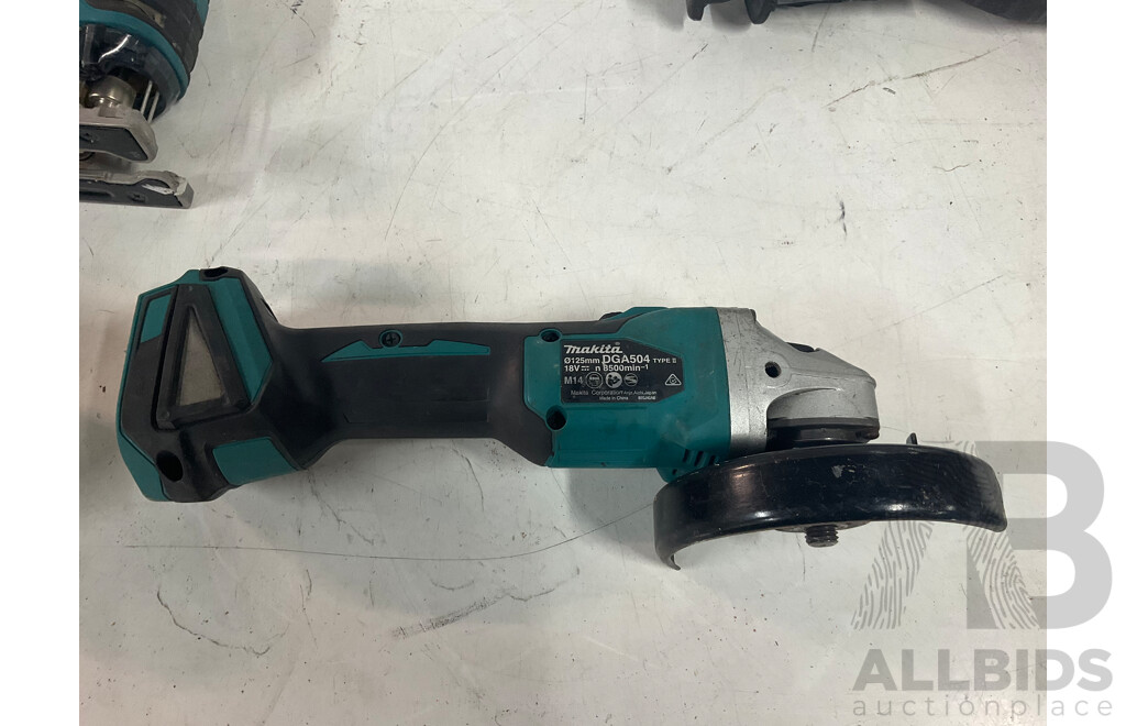 MAKITA Chuck Drill, 2x Angle Grinder, Recriprocating Saw, Jigsaw & 5x Batteries