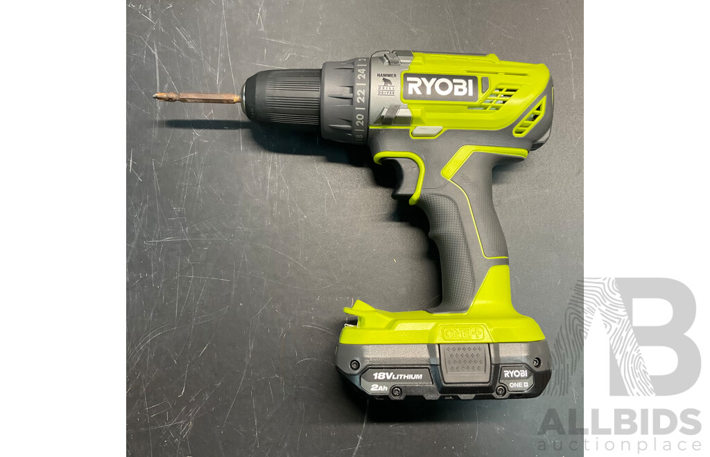 RYOBI RTR400 Trim Router & R18PD3 Hammer Drill with 2 X Batteries & 1x Charger