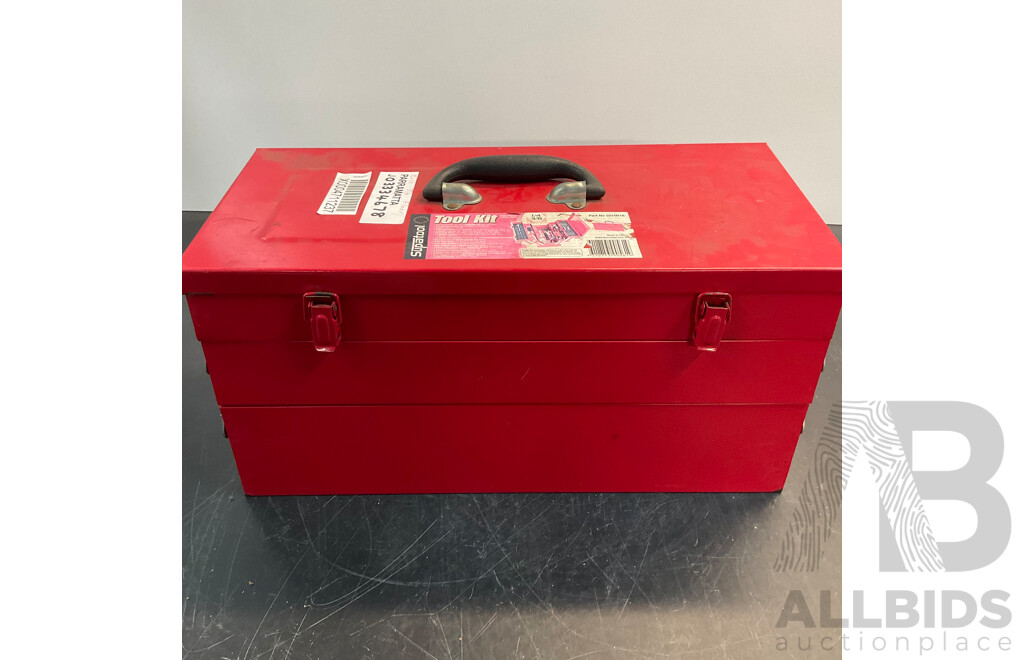 Assorted SUPATOOL Tools & Socket Set in Tool Box & FULL BOAR 3 Pack Flap Disc