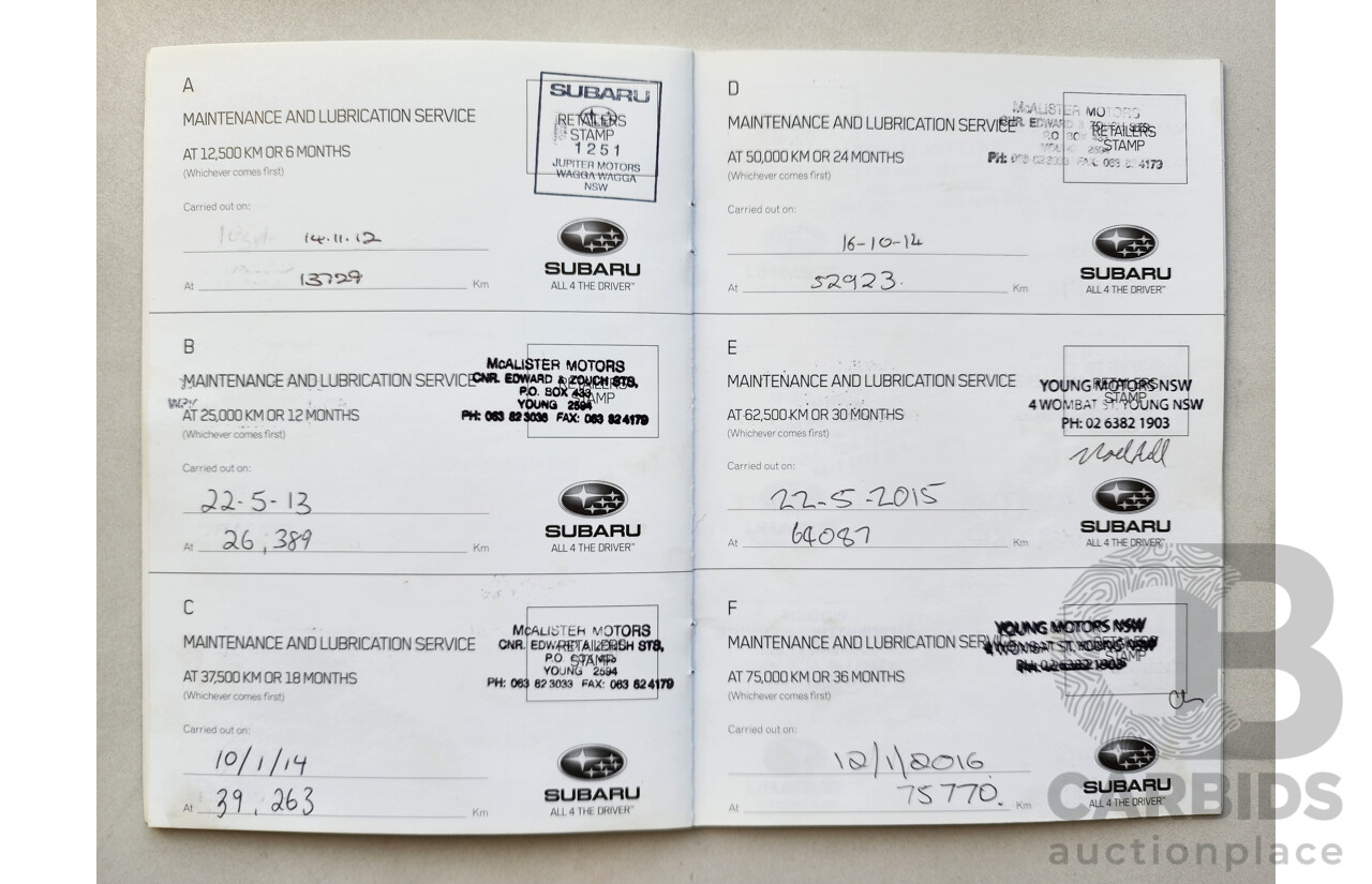 02/2012 Subaru Forester X AWD MY12 4D Wagon White 2.5L