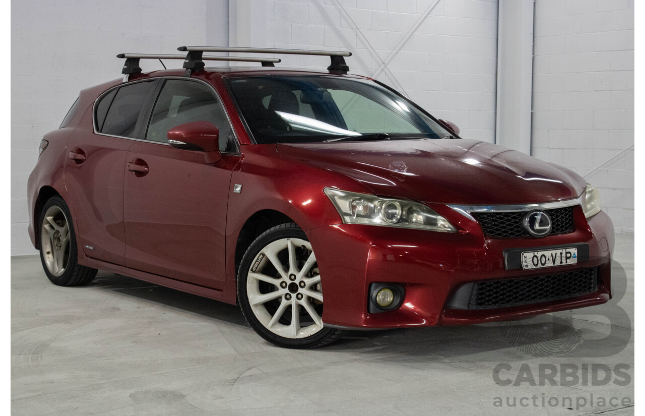 4/2012 Lexus CT200h Hybrid F-Sport ZWA10R 5d Hatchback Red 1.8L