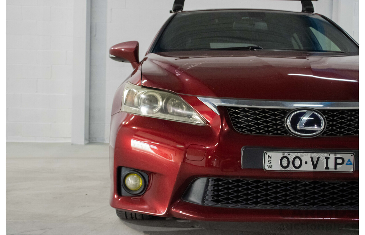 4/2012 Lexus CT200h Hybrid F-Sport ZWA10R 5d Hatchback Red 1.8L