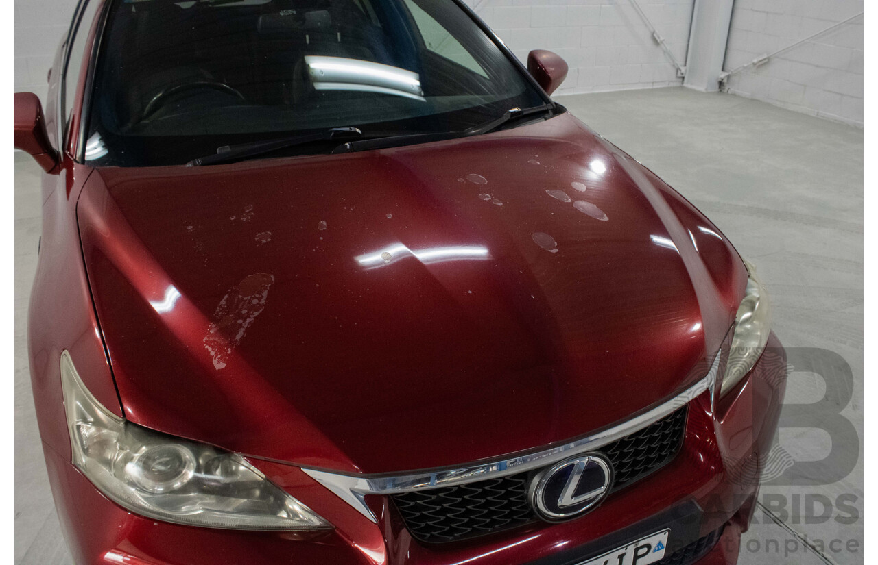 4/2012 Lexus CT200h Hybrid F-Sport ZWA10R 5d Hatchback Red 1.8L