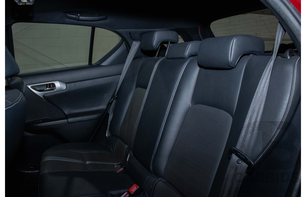 4/2012 Lexus CT200h Hybrid F-Sport ZWA10R 5d Hatchback Red 1.8L