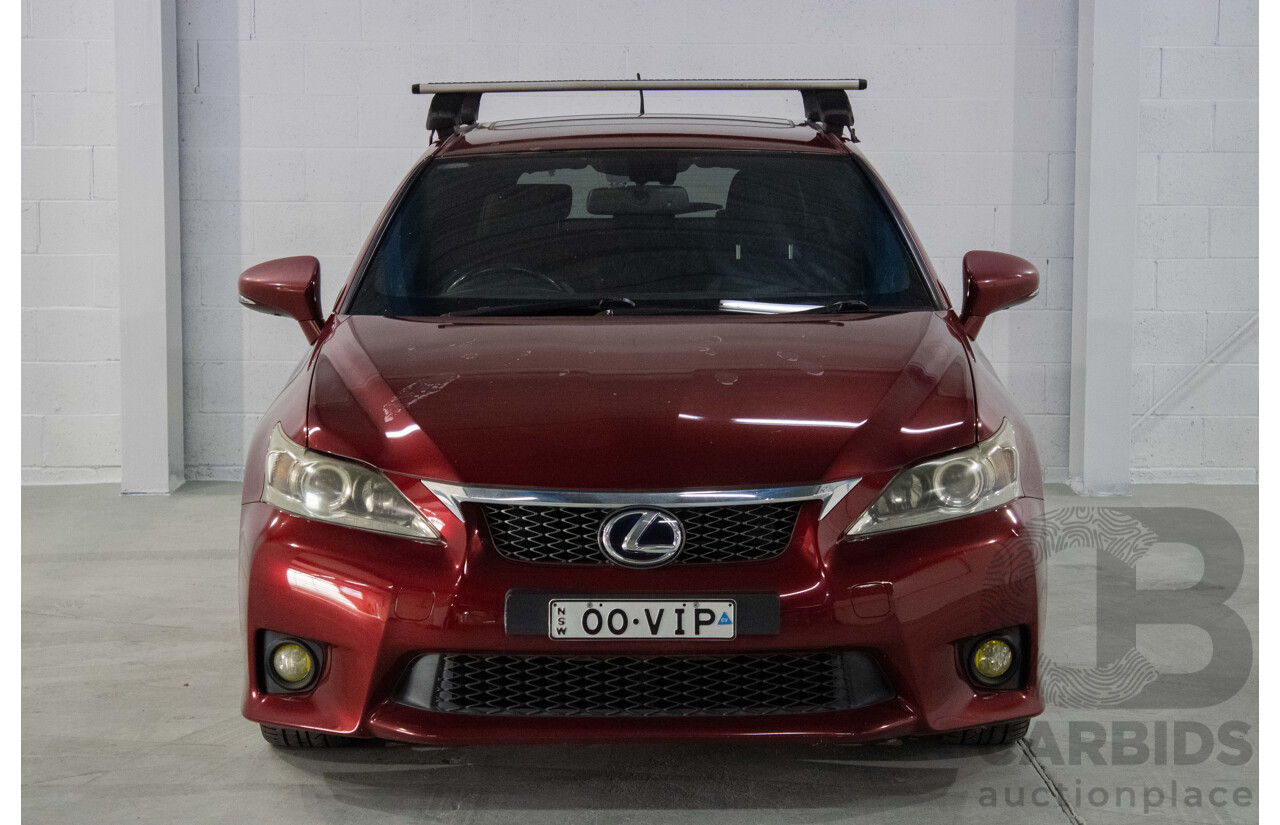 4/2012 Lexus CT200h Hybrid F-Sport ZWA10R 5d Hatchback Red 1.8L