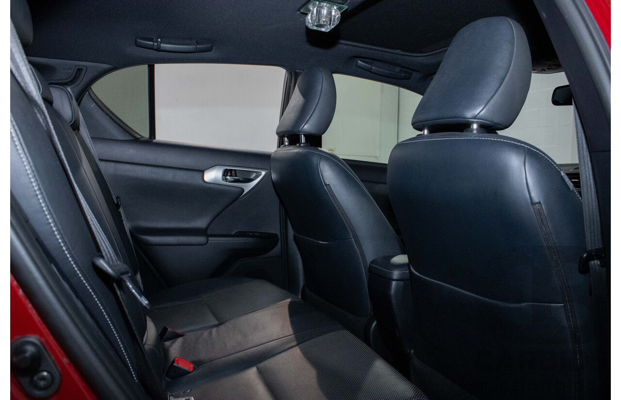 4/2012 Lexus CT200h Hybrid F-Sport ZWA10R 5d Hatchback Red 1.8L